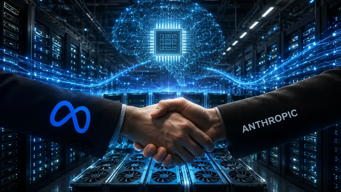 Datacentrum symbolizující spolupráci Mety a Anthropicu