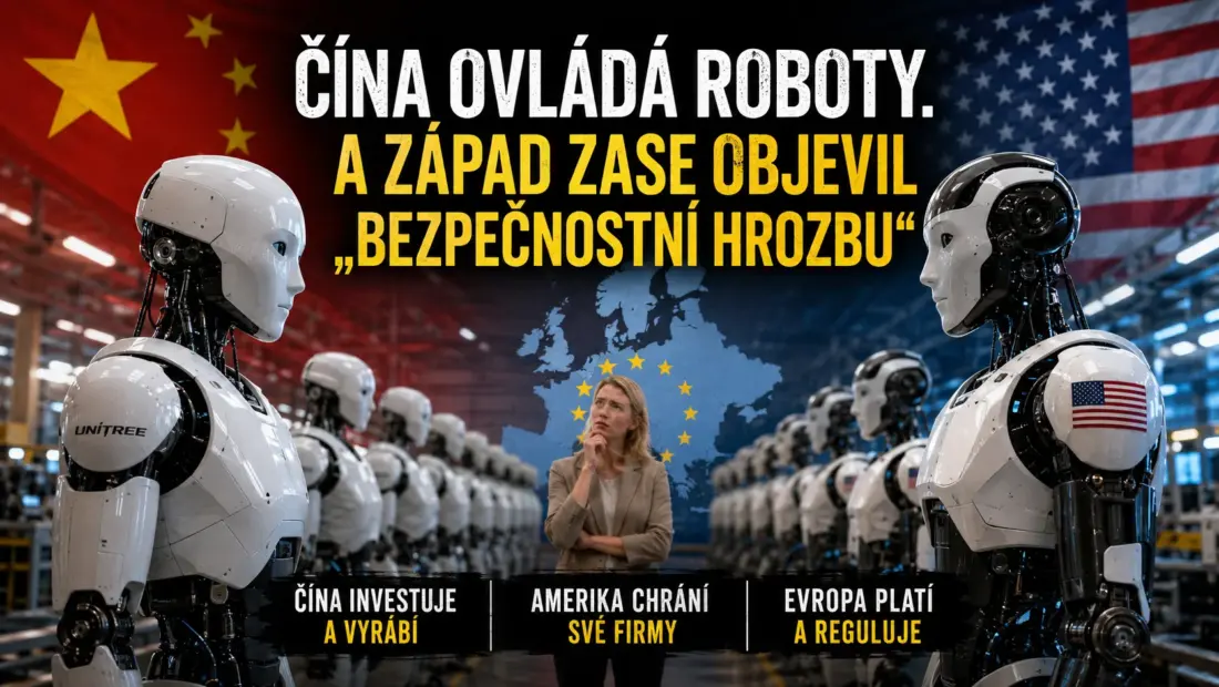 Čínský humanoidní robot symbolizující dominanci Číny ve výrobě robotů