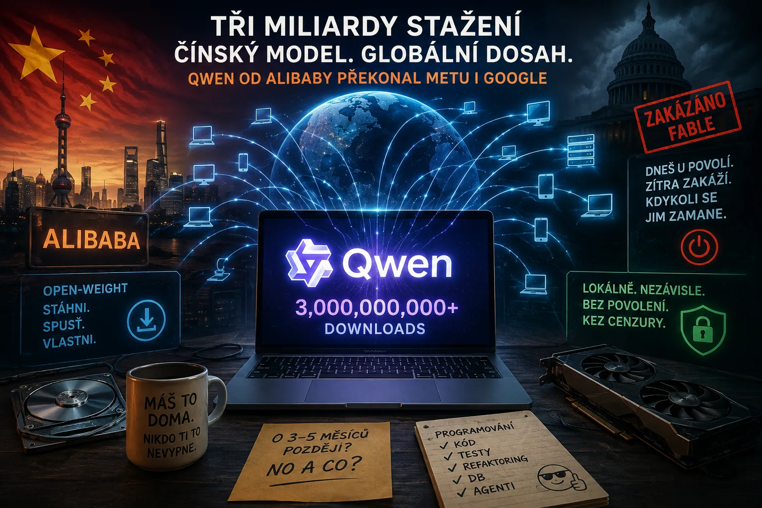 Tři miliardy stažení Qwenu