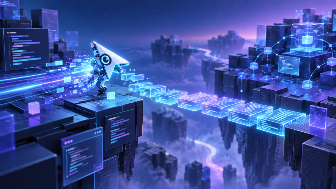 Ilustrace autonomního AI coding agenta