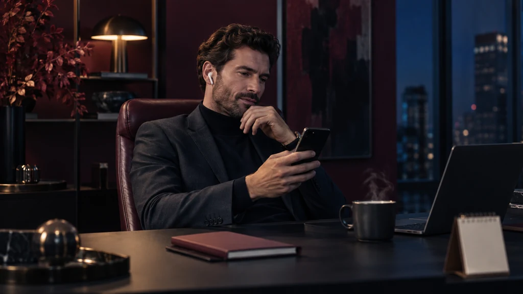 Práce s mobilním telefonem v kanceláři