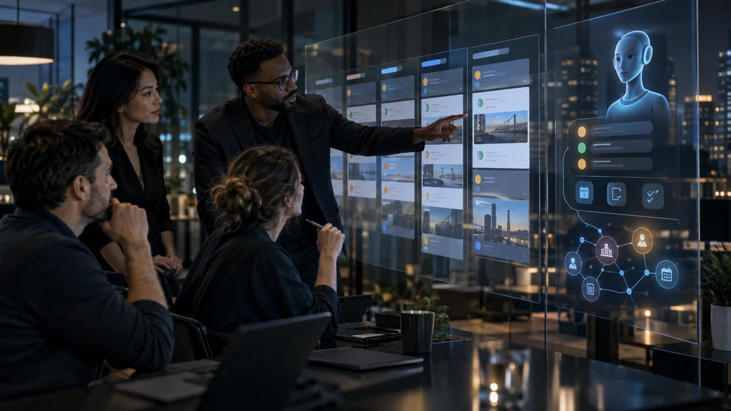 Obchodní tým pracující s AI asistentem a CRM pipeline