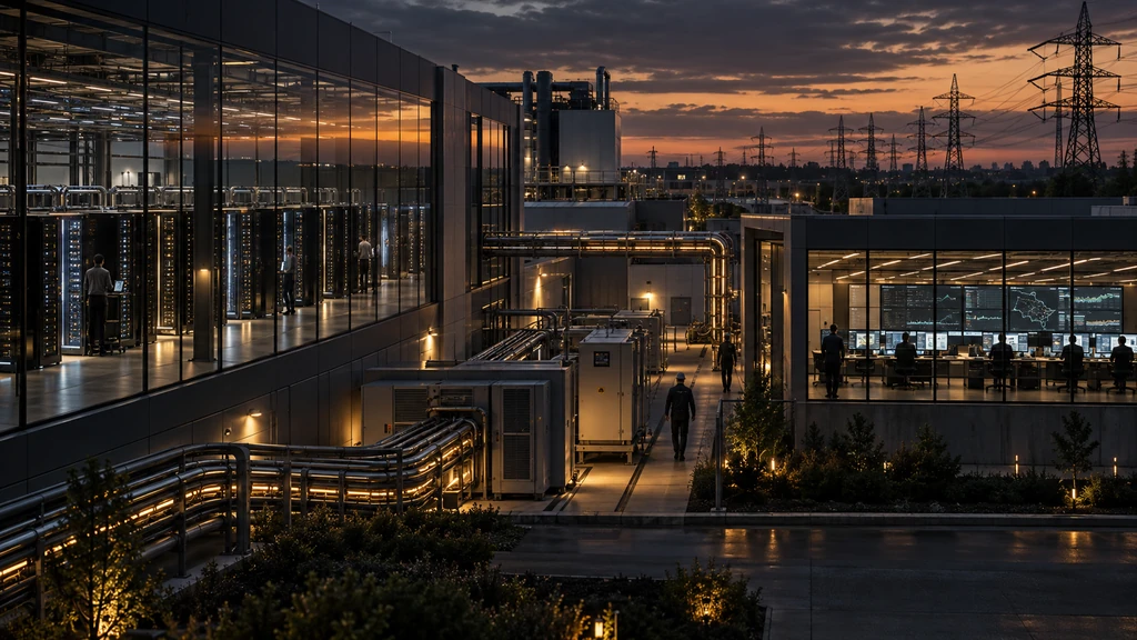 AI datacentrum napojené na elektrickou síť při řízení spotřeby