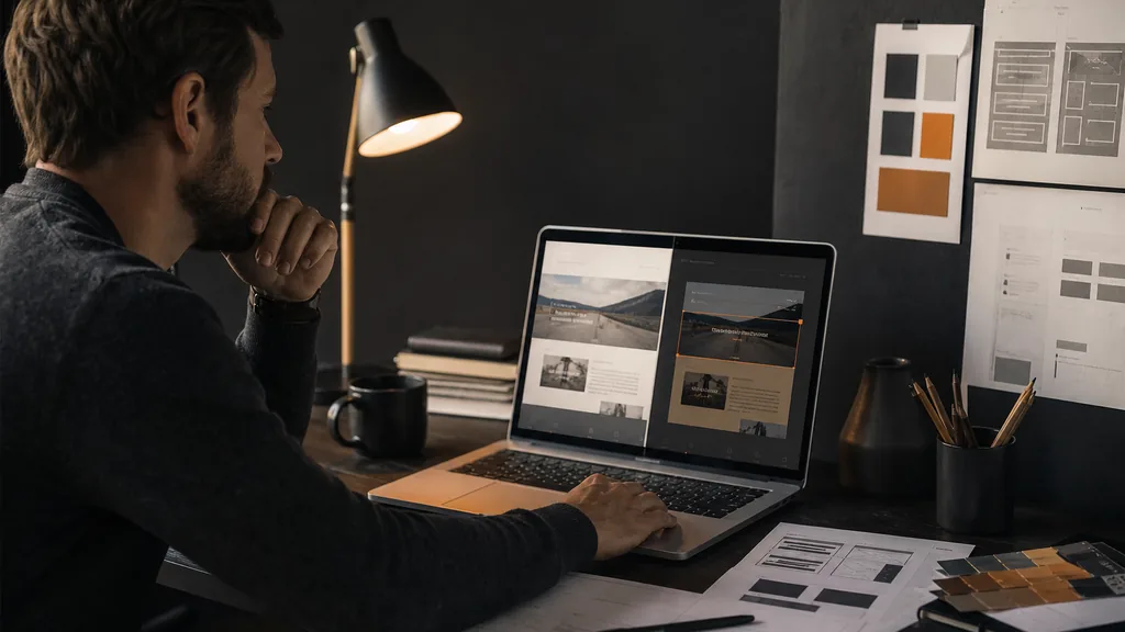 Web designer visually restyling an existing website in a browser