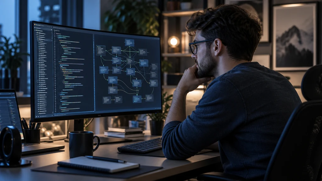 Vývojář analyzuje graf vazeb v kódu pro coding agenty