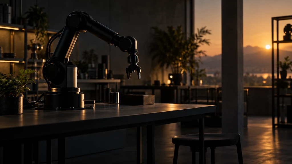 Neoznačené robotické rameno v moderní vývojové dílně