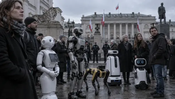 Roboti v Polsku protestovali za přísnější pravidla AI