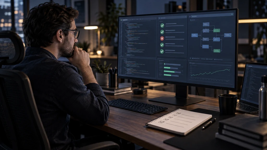Developer testing an AI coding agent with behavioral checks