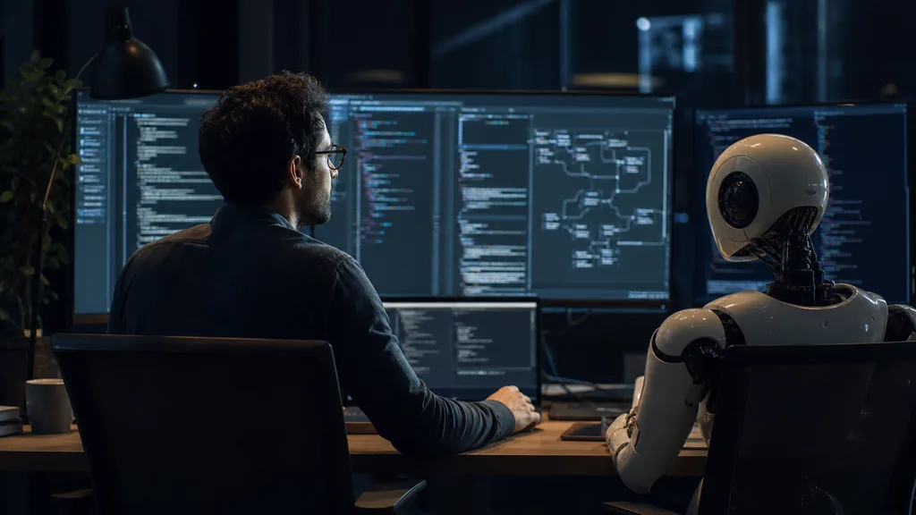 Programátor pracuje s autonomním coding agentem v editoru