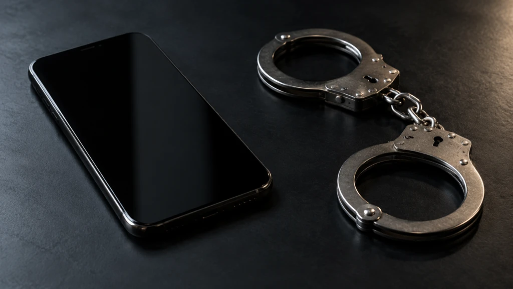 Ilustrační snímek telefonu s vypnutým displejem a pout; nejde o důkaz ani zobrazení konkrétního případu.