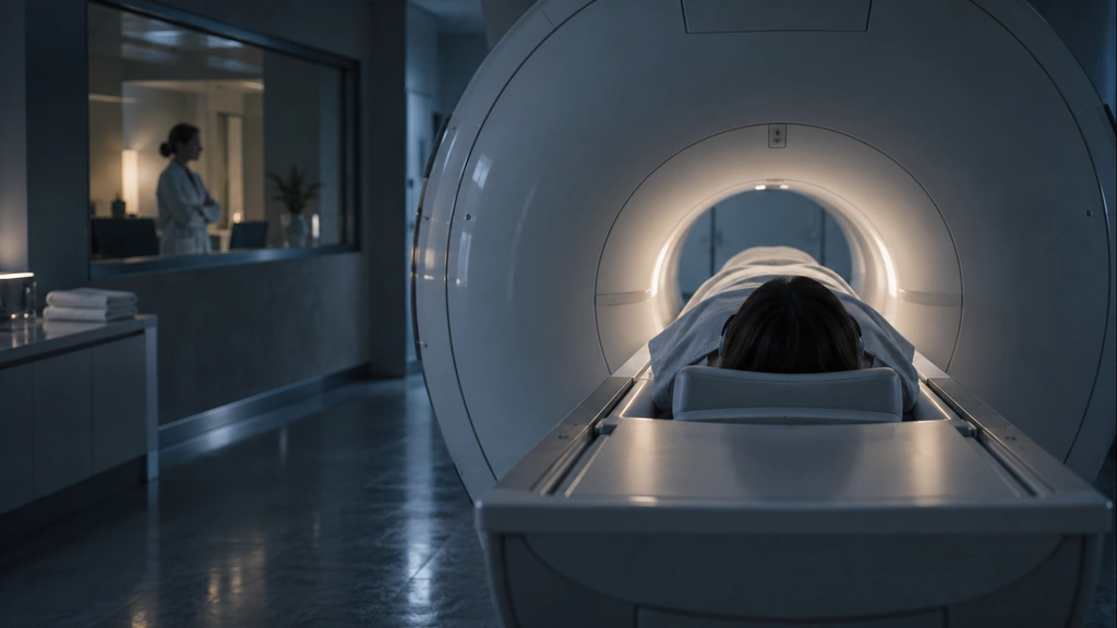 Dobrovolník při vyšetření v MRI skeneru v moderní výzkumné laboratoři