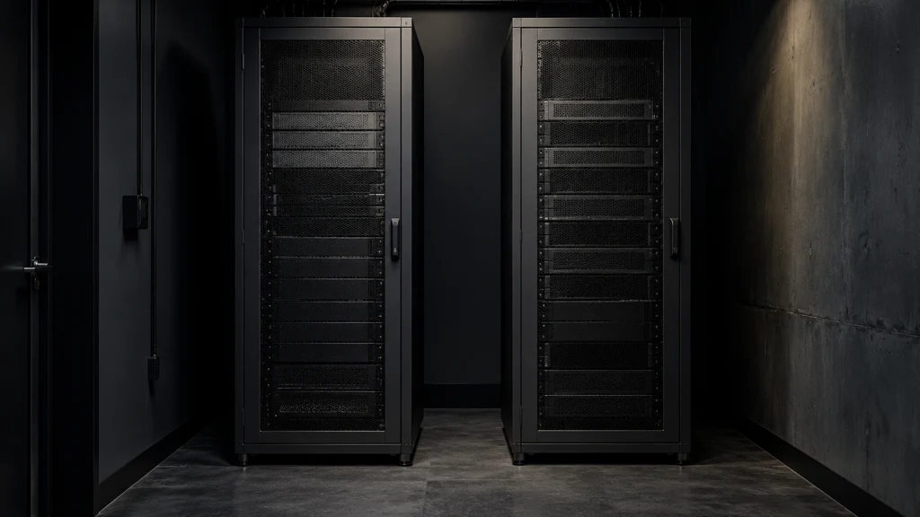 Ilustrační serverové racky pro hostování výpočetních úloh.
