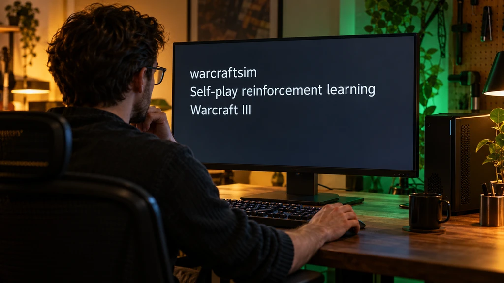 Ilustrační čtení o projektu warcraftsim a učení hraním proti sobě. Nejde o screenshot Warcraft III ani důkaz dosaženého výkonu.