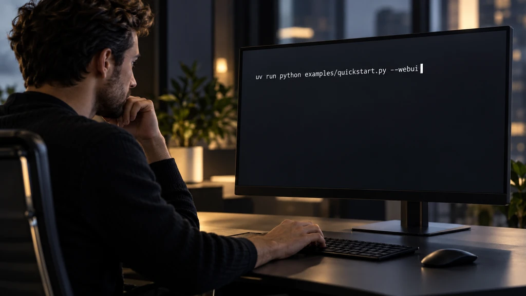 Ilustrační příprava spuštění Agency s příkazem z dokumentace. Nejde o skutečný screenshot ani doklad dokončeného běhu.