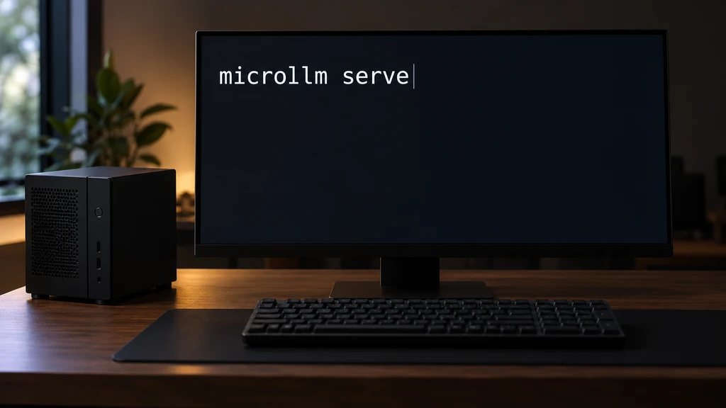 Ilustrační příprava příkazu pro spuštění lokálního serveru MicroLLM.